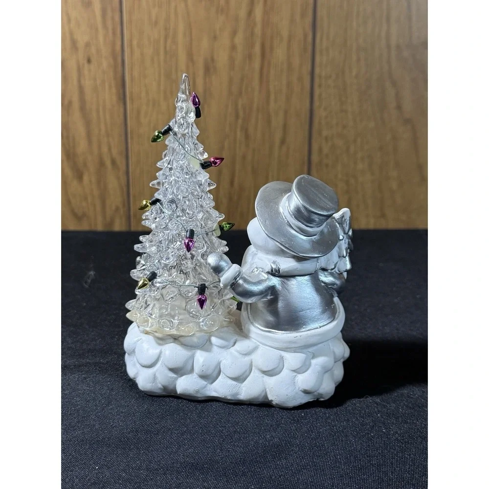 Acrylic Christmas Tree w/ Snowman - Lights Up & Music‎ Battery Operated